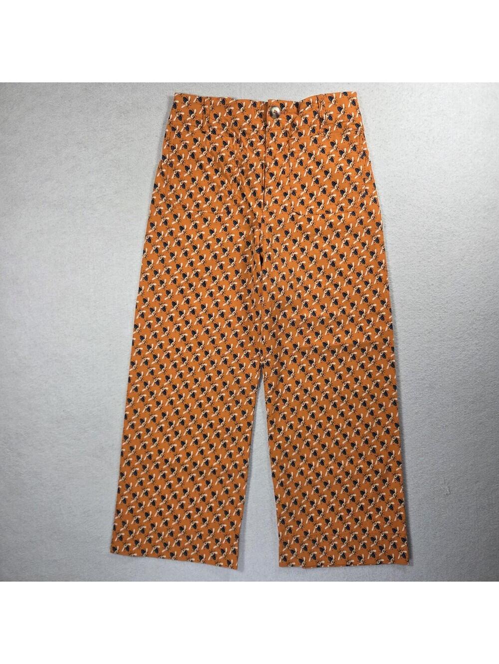 Maeve By Anthropologie Sarah Gordon Size 10 Wide Leg Bee Print Pants High Rise